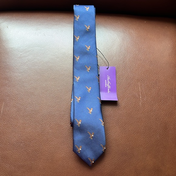 Auscuffkinks Australia Other - Auscuffkinks Australia Mens Skinny Eagle Woven Tie Blue Novelty NWT